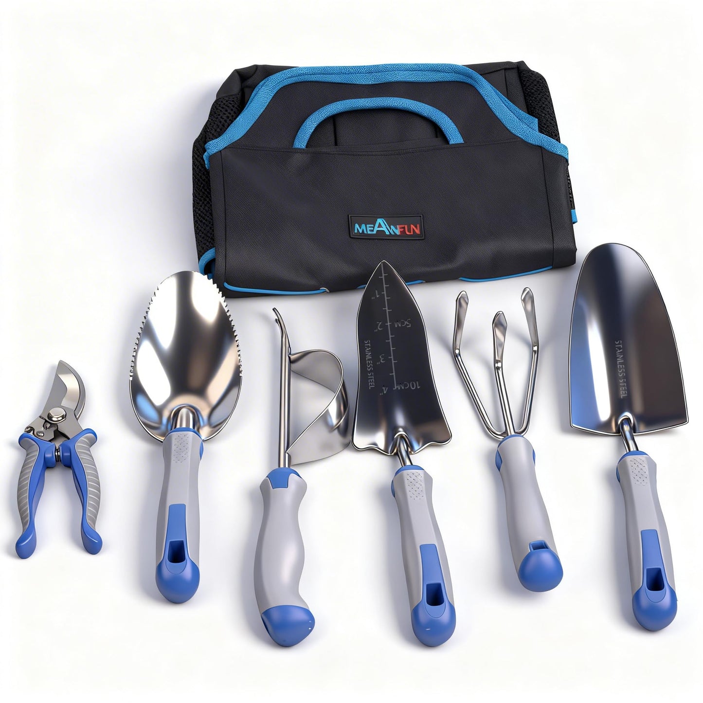 8-Piece Gardening Tools Set, Rust-Proof Stainless Steel Garden Tool with Ergonomic Handles, Ideal Gardening Gifts Set for Women Men, Includes Storage Bag, Gloves, Pruner, and Weeder