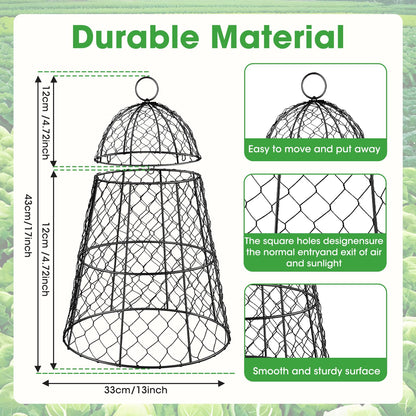 12 Pcs Garden Cloches for Plants, 17" H x 13" D Metal Chicken Wire Cloche Plant Covers Sturdy Plant Protectors Garden Netting Plant Protectors from Animals to Keep Bunnies Chicken Squirrels Birds Out