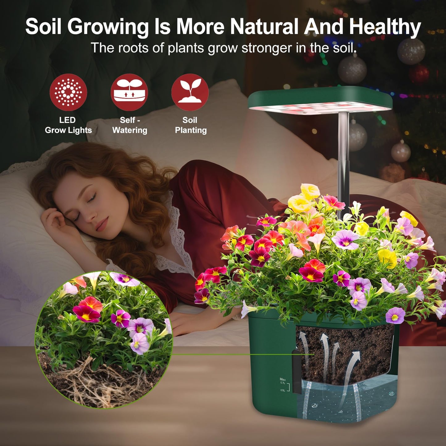 DRYADES 2-Pack Indoor Planting System Smart Soil Growing Kit with 17-W LED Grow Light Automatic Timed Watering Planters Gift for Friends/Women (No Seeds&Soil)