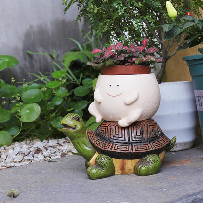 Pricetail Cute Turtle Succulents Planter Funny Smiley Face Split Design Turtle Planters for Indoor Outdoor Plants, Funky Flower Pot fro Small Succulent Plants, Gift Ideas for Mother, Christmas