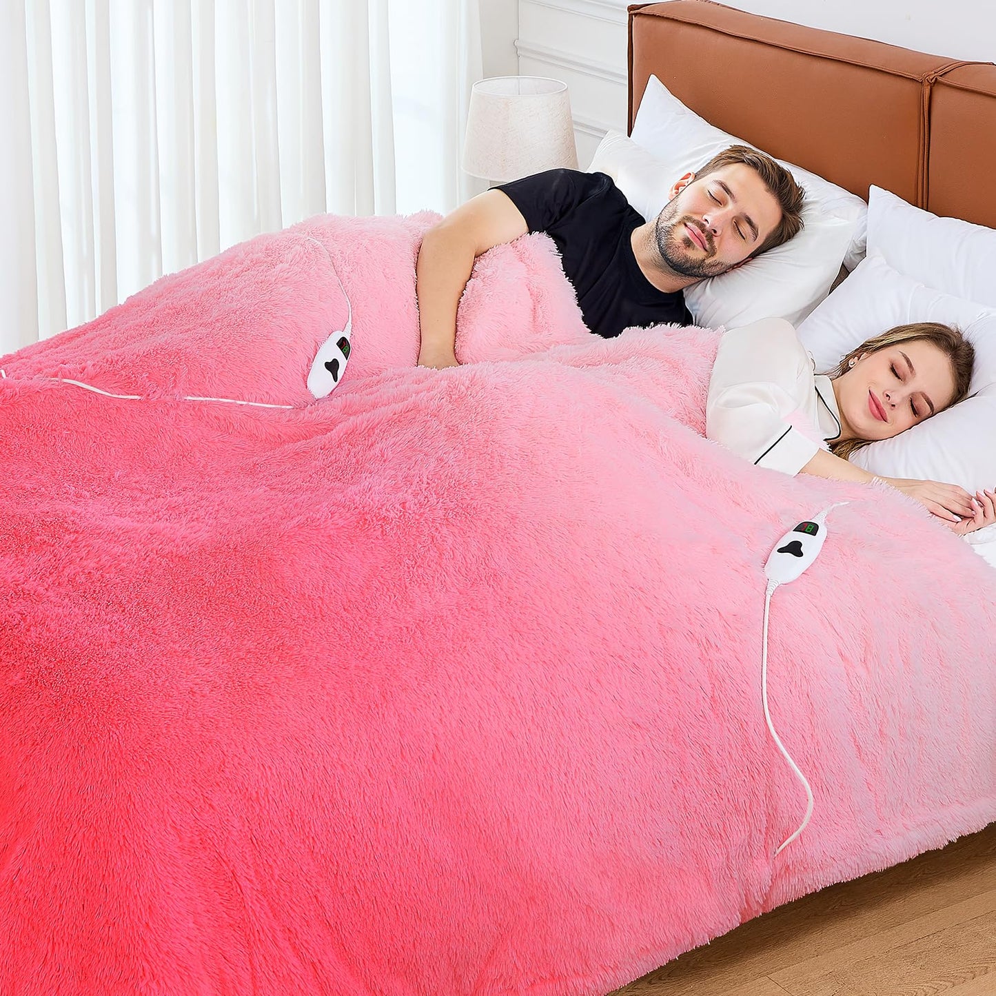 Heated Electric Blanket Throw,Warm Winter Birthday Gifts for Women Her Grandma-Faux Fur with Soft Sherpa,10 Heat Settings,5 Time Settings with Fast Heating, 50x60, Rainbow