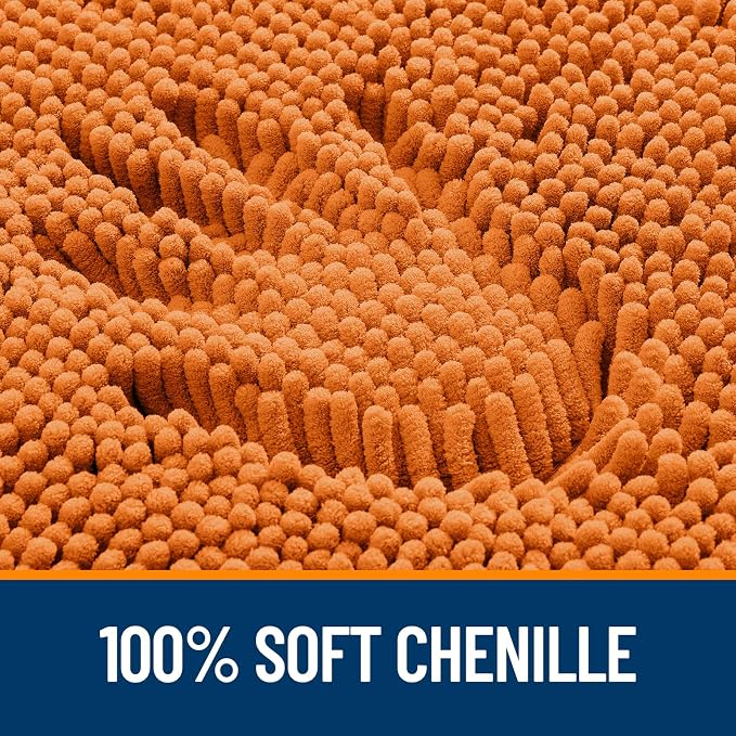 OLANLY Toilet Rugs U-Shaped 20x20, Extra Soft Absorbent Chenille Contour Bathroom Rugs for Toilet, Dry Quickly, Machine Washable, Non-Slip Bath Mat, Clay