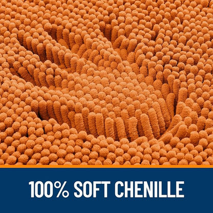 OLANLY Toilet Rugs U-Shaped 24x24, Extra Soft Absorbent Chenille Contour Bathroom Rugs for Toilet, Dry Quickly, Machine Washable, Non-Slip Bath Mat, Clay