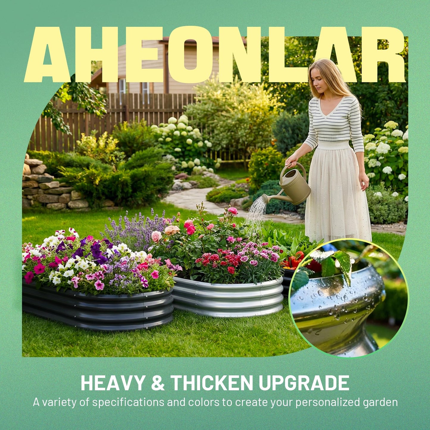 AHEONLAR 3 Pack 6×3×1ft Galvanized Raised Garden Bed, Oval Metal Garden Bed Planter Boxes Outdoor, Durable Raised Garden Beds Outdoor for Vegetables, Flowers, Silver