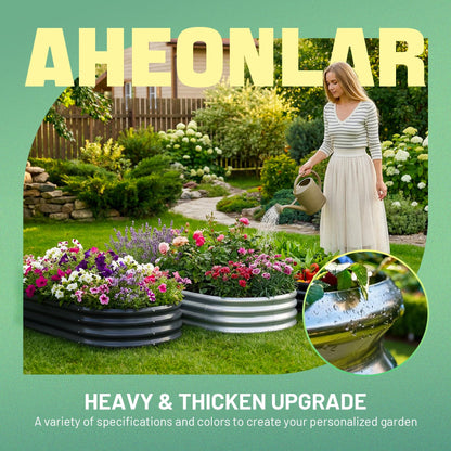 AHEONLAR 3 Pack 6×3×1ft Galvanized Raised Garden Bed, Oval Metal Garden Bed Planter Boxes Outdoor, Durable Raised Garden Beds Outdoor for Vegetables, Flowers, Silver
