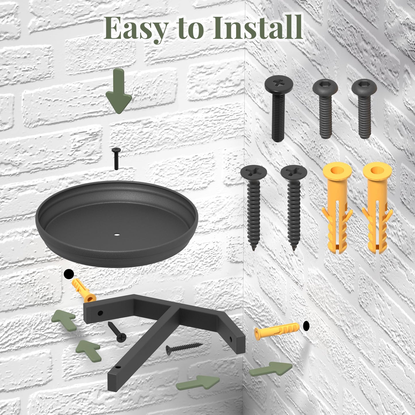 BXF Corner Wall Planters for Indoor Plants, 90 Degree Floating Shelves, Heavy Duty Mounted Holder, Minimalist Hanging Decor, Window Shelf Fits 4-7 Inch Pots, Black, 3 Pack
