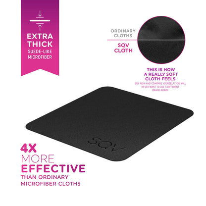 Premium Microfiber Cleaning Cloth 6x6 in - Extra Soft Suede Feel Lint Free Cloths for Eyeglasses & Glass - Compatible with iPad, iPhone, Tablet, MacBook, TV Screen, LCD, Camera Lens (24 Small, Black)