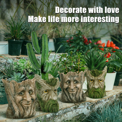 vomiceak Face Planter with Funny Smile - Unique Head Planters for Indoor Outdoor Plants with Drainage Hole, Cute Plant Pots for Succulents, Creative Flower Pots as Gifts for Women and Men (Brown Man)