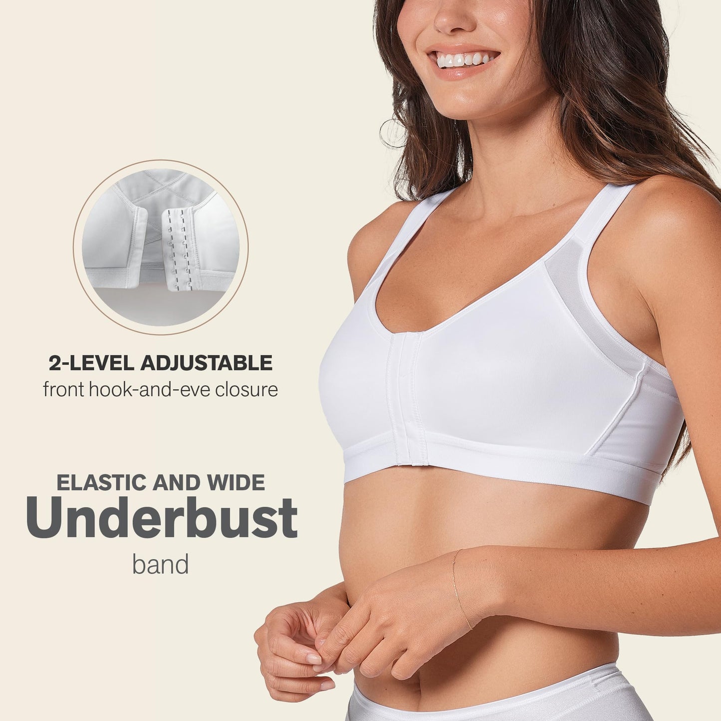 Leonisa Women's Posture Corrector Wireless Back Support Bra, White, 34B