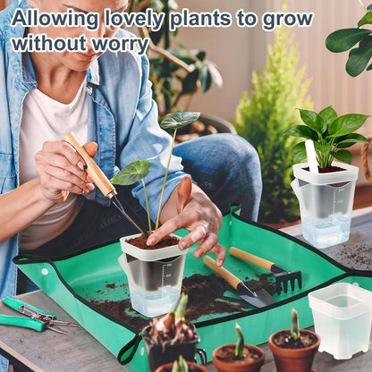 TREWAVE 16 Pack 2.5" Mini Self Watering Pots for Indoor Plants, Small Clear Plastic Planters with Drainage Holes, Propagation Pots for Alocasia Corms, African Violets, and Succulents