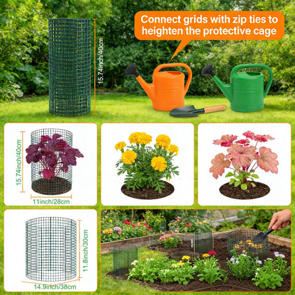 3 Pcs Plant Protector from Animals 12x16 Inch Metal Wire Mesh Garden Plant Cages for Gardening Supplies – Garden Plant Protectors with 30 Cable Ties, 9 Stakes & Gloves