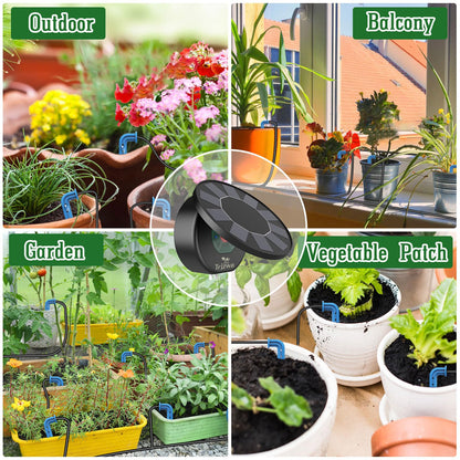 TRJZWA Solar Automatic Drip Irrigation System Kit, Auto Watering Kit for DIY Garden Watering System with 9 Timing Modes and Anti-Siphon Set，Indoor/Outdoor Garden, Balcony & Patio Irrigation System