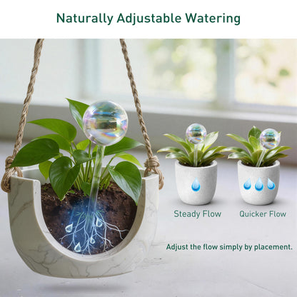 Soilagua Large Extra-Thick Clear Glass Plant Watering Globes, Rainbow Gradient Self Watering Devices for Indoor & Outdoor Plants, AutomaticWaterer Spikes, Perfect for Daily or Vacation Use, 2-Pack