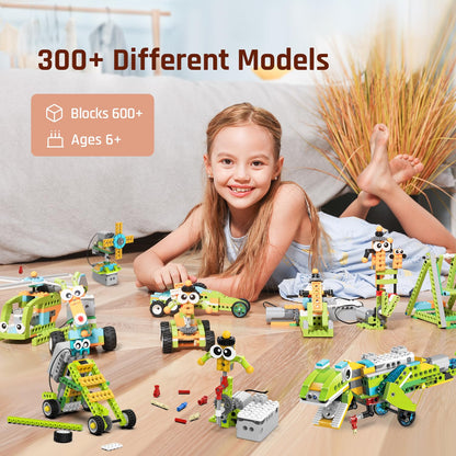 makerzoid Coding Robot Kit for Kids Ages 6+, 200+ in 1 APP Control Dinosaur Robot Toy, Educational Scratch Program Robotic Kit with 47 Video Courses, Toy for Boys Girls(600 Blocks)
