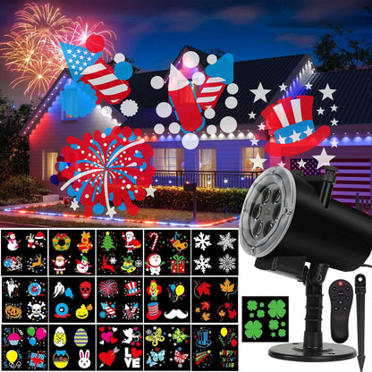 Halloween Christmas Projector Lights, Led Holiday Projector Light with 16pc Slides Patterns IP65 Waterproof Outdoor Indoor for Xmas Birthday Party
