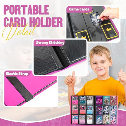 Card Binder 9-Pockets,Trading Card Binder,20 Pages, 360 Card Capacity Collection Binder, Card Folder for MTG, TCG, Game Cards & Sports Cards (Rose Red)
