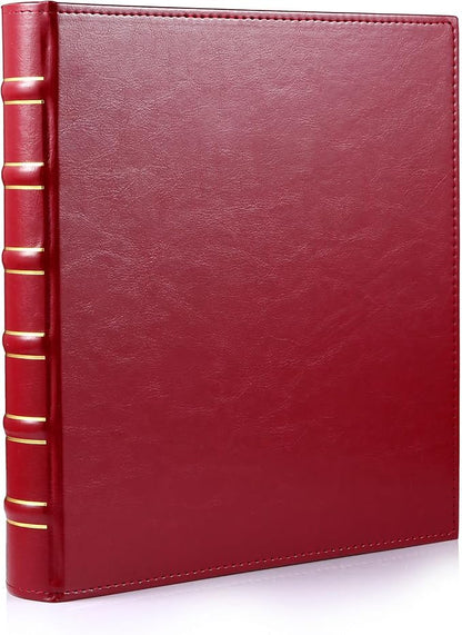 WOT I Vintage Leather Card Binder | Holds 540 Cards, Refillable Leather 3 Ring Binder for MTG/TCG/Sports Cards, Elegant Book-Style Organizer - Red