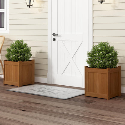 Furinno TIOMAN Planter Box, Hardwood Flower Box, Cube Garden Box, in Teak Oil, Outdoor Indoor, Garden, Patio, Balcony, Light Wood