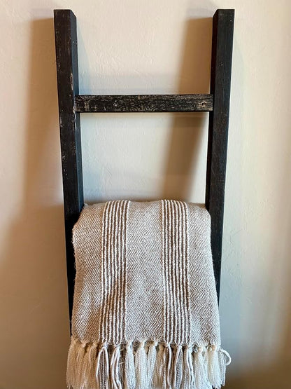BarnwoodUSA Rustic Farmhouse Decorative Ladder - Our 47 inch Ladder can be Mounted Horizontally or Vertically and is Crafted from Refurbished Wood | No Assembly Required | Black