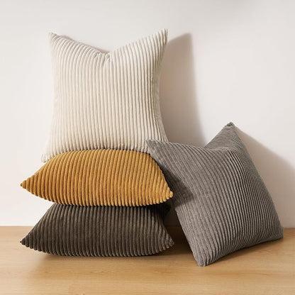 Topfinel Decorative Brown Throw Pillow Covers Cushion Cases, Set of 4 Soft Velvet Modern Double-Sided Designs, Rustic Fall Home Decor, Pillow Inserts Not Included 24x24 inch