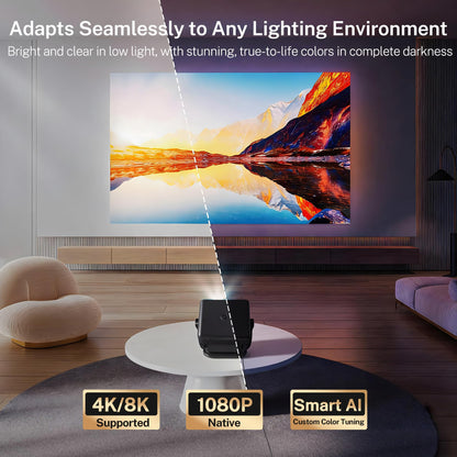Smart Projector with WiFi 6 and Bluetooth 5.4, 800 ANSI Native 1080P Portable Mini Projector with Auto Focus & Keystone, 360° Rotatable for Bedroom Home Theater Outdoor Movie X6 Black