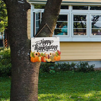 Fall Happy Thanksgiving Wall Decor Sign, Fall Pumpkin Sunflower Home Sign for Front Door Porch Decorations Autumn Maple Leaf Farmhouse Thanksgiving Party Home Hanging Wall Decor Sign Plaque