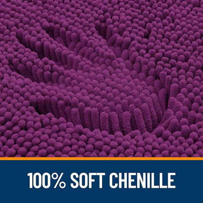 OLANLY Toilet Rugs U-Shaped 20x20, Extra Soft Absorbent Chenille Contour Bathroom Rugs for Toilet, Dry Quickly, Machine Washable, Non-Slip Bath Mat, Purple