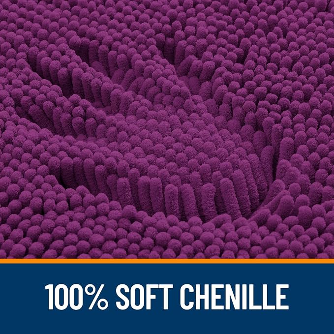 OLANLY Toilet Rugs U-Shaped 24x20, Extra Soft Absorbent Chenille Contour Bathroom Rugs for Toilet, Dry Quickly, Machine Washable, Non-Slip Bath Mat, Purple