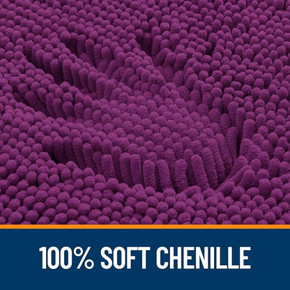 OLANLY Toilet Rugs U-Shaped 24x20, Extra Soft Absorbent Chenille Contour Bathroom Rugs for Toilet, Dry Quickly, Machine Washable, Non-Slip Bath Mat, Purple
