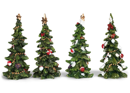 Transpac Imports Resin Holiday Tree Set of 4 Figurine, Green