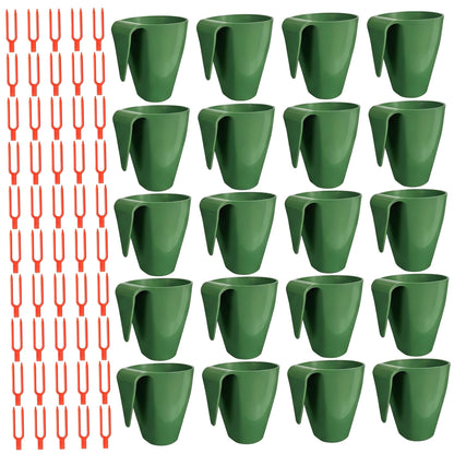 Xoeryoy Propagation Cups, 20PCS Small Strawberry Propagation Cups with 50 Vine Press Forks Plastic Planter for Runner Rooting & Transplanting