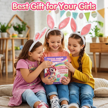 ZIZZ Unicorn Toy for Girls Kids - Best 70 Pieces Unicorn Floor Puzzle for Kids Age 3 4 5 6 7 8 Years Old Girls Learning & Educational Toys Toddlers Gifts for Birthday Easter Basket Stuffers Activity