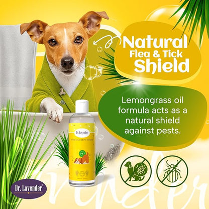 Dr. Lavender Deodorizing Dog Shampoo for Smelly Dogs - Natural Lemongrass Oil Pet Wash - Antifungal & Deep Cleansing for Oily Coats - Organic Odor Eliminator & Itch Relief - Safe for Puppy & Cat