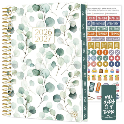 bloom daily planners 2026-2027 Planner - Academic Year (July 2026 - July 2027) Monthly & Weekly Soft Cover Planner for Women - 13 Month Inspirational Agenda Book with Stickers - 5.5" x 8.25" - Boho Greenery