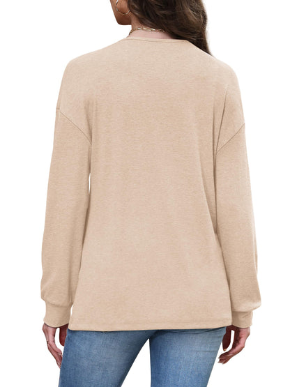 WIHOLL Long Sleeve Shirts for Women V Neck Tops Tunic Fall Winter Sweatshirts 2025 Clothes