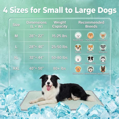 PatiencET Dog Cooling Mat, 28 x 40 in No-Gel Cooling Pad for Medium Dogs, Cool Touch Pet Mat with Ice-Dot Texture, Washable Summer Dog Mat for Crate, Floor, Sofa, Car, Light Green