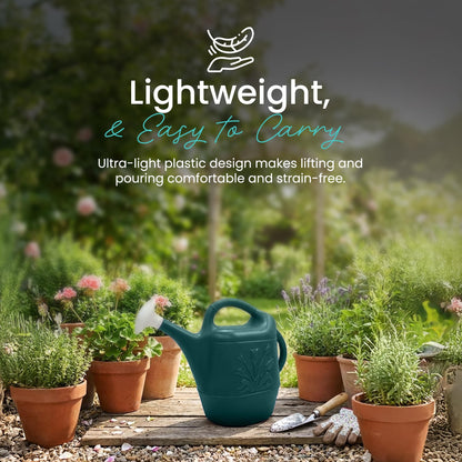 Union Products Watering Can, 2 Gallon Plastic Gardening Water Jug with 2 Handles for Garden, Indoor Plants, and Outdoor Flower Pots, Green