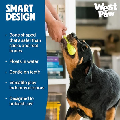 WEST PAW Zogoflex Hurley Dog Bone Chew Toy – Floatable Pet Toys for Aggressive Chewers, Catch, Fetch – Bright-Colored Bones for Dogs – Recyclable, Dishwasher-Safe, Non-Toxic, Large, Aqua