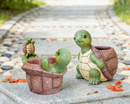 Saysmile Unique Turtle Plant Pots Indoor, Small Succulent Planters with Drainage Hole, Cute Planting Pots for Cactus, Resin Flower Pot for Outdoor Indoor Plants, Gift for Mom