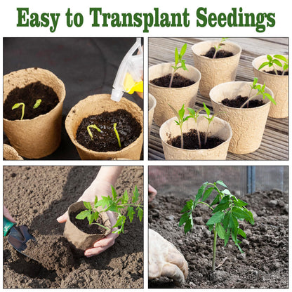 INCIKITI Biodegradable Peat Pots for Seedling - 120 Pack 3.15 inch Biodegradable Plant Seed Starters Kits with 30 Plant Labels, Garden Germination Nursery Pots for Flower Vegetable Seed Germination