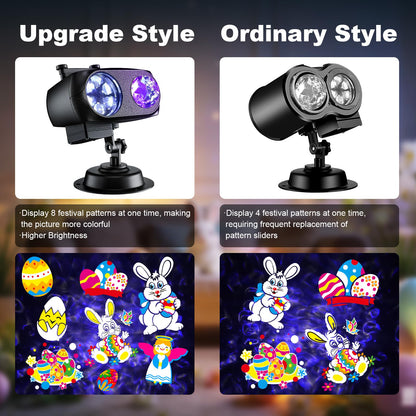 2026 Upgrade Brighter Easter Projector Lights Outdoor,8 Patterns Holiday Projectors 10HD Slides (Ocean Wave & Patterns), Weatherproof Easter Decorations for Light Show
