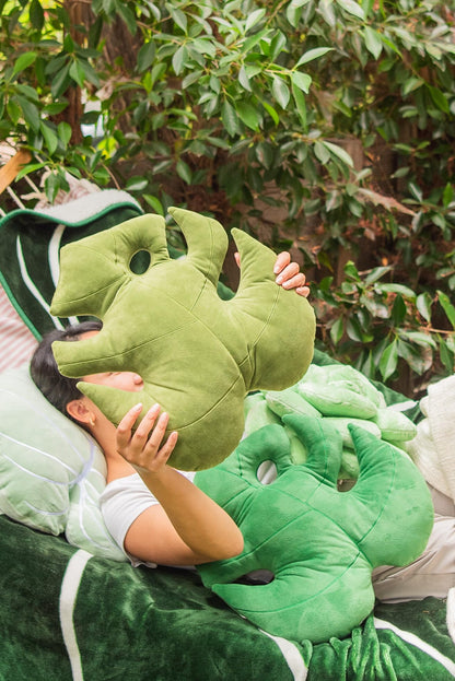 Green Philosophy Co. Monstera Leaf Pillow - Mossy Earth - Large Soft Plant-Shaped Plush Cushion for Couch, Bed, or Reading Nook - Cute & Unique Nature-Inspired Decor Super Soft & Cuddly Throw Pillow