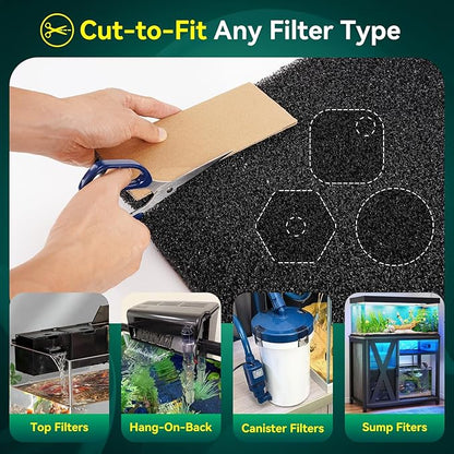 Borlech Aquarium Bio Filter Sponge Pad - Cut-to-Size Aquarium Filter Media for Fish Tank, Pond, Sump - Mechanical & Biological Filtration (18.5"x18.5"x0.8", 50PPI, 1 Pack)
