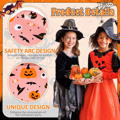 Jingmore 3 Pack Halloween Serving Trays 13 x 10 Inch Reusable Serving Platter Food Tray Halloween Snack Tray Pumpkin Spider Serving Tray Cute Birthday Party Supplies