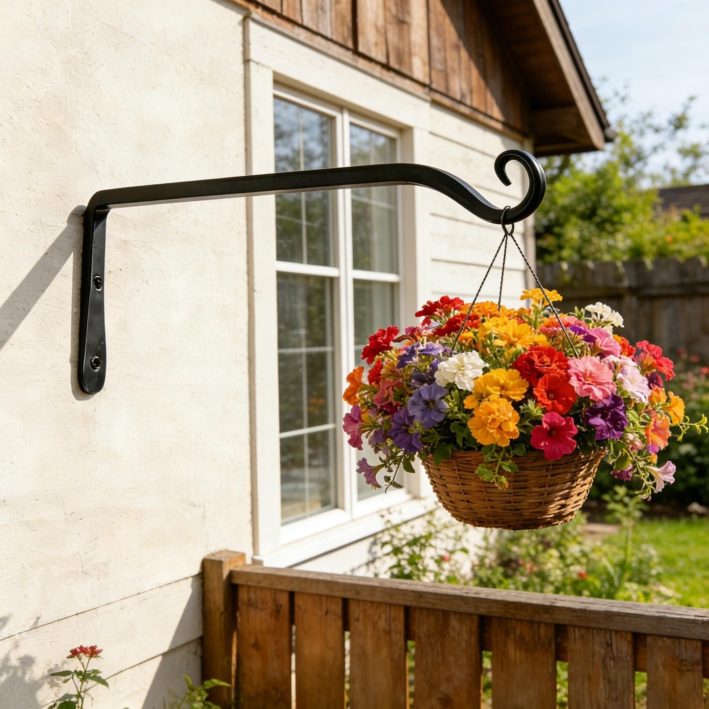 Gtongoko 2 Pack 10 Inch Plant Hangers Outdoor Metal, Plant Hooks for Wall Indoor, 48lb Capacity Outdoor Hooks for Hanging Bird Feeders, Lanterns, Wind Chime, Black