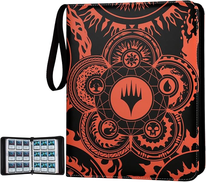 Trading Card Binder,9-Pocket Binder for Trading Cards Holds 720 Cards,Premium Collector Card Album for Standard Cards,Card Collection Folder for MTG,TCG,Yugioh,Game Cards (A-orange)