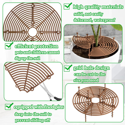 Srmayyi 11.8 Inch Plant Pot Grid,6 Pack Plant Pot Soil Covers Protectors with 48 Stakes,Cat Pet Digging Stopper for Indoor Outdoor