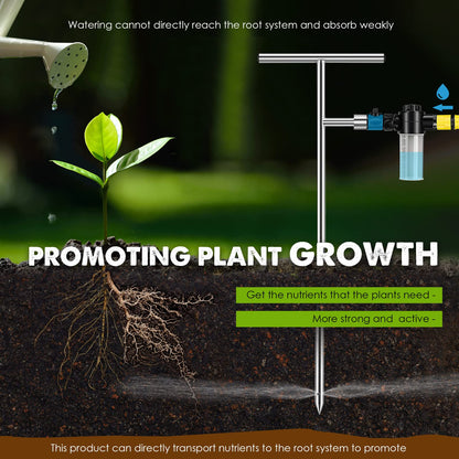 NEWTRY Deep Root Watering Tool, Root Feeder Waterer Irrigator Stainless Steel Tree Watering Spike with Fertilizer Bottle for Plants Trees Shrubs Bushes