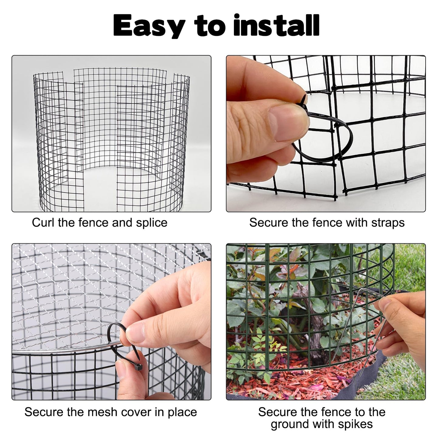 12 Sets of 16'' x 12'' Garden Plant Protectors from Animals With Detachable Covers ,36Pcs Metal Wire Protectors With Cover for Plants , Metal Plant Cage Chicken Wire Cloche with Stakes & Nylon Ties