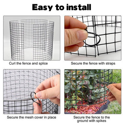 12 Sets of 16'' x 12'' Garden Plant Protectors from Animals With Detachable Covers ,36Pcs Metal Wire Protectors With Cover for Plants , Metal Plant Cage Chicken Wire Cloche with Stakes & Nylon Ties
